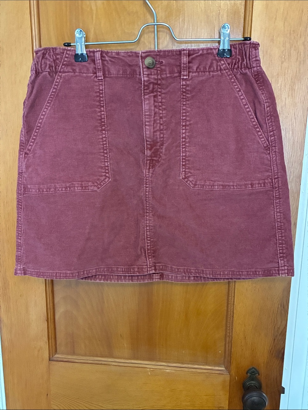 American Eagle Outfitters Burgundy Corduroy Mini Skirt